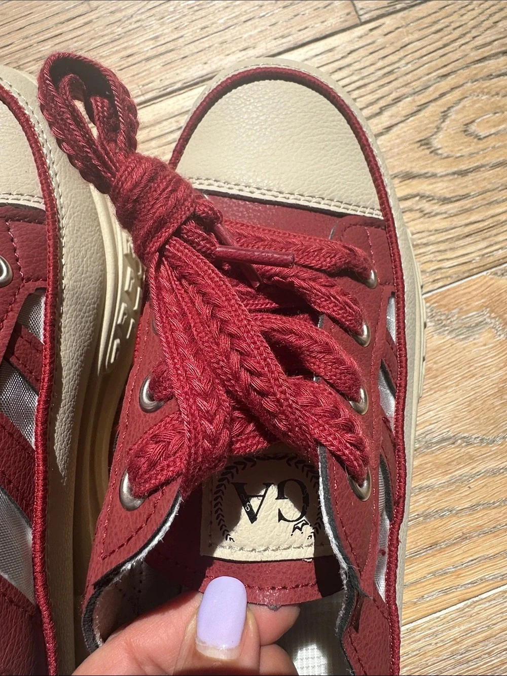 The Game Red and Cream Platform Slip-On Sneakers